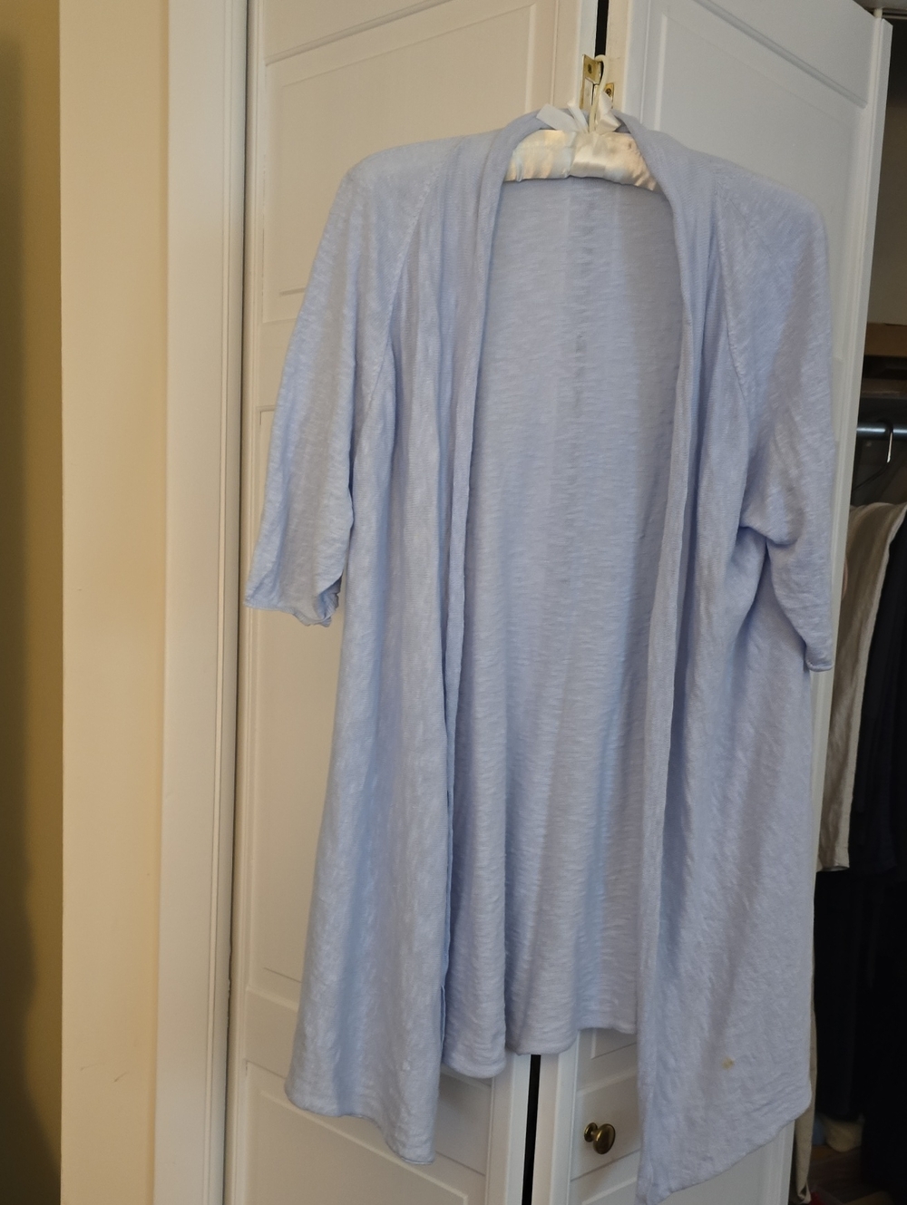 Eileen Fisher Light Blue Women's Open-Front Draped Cardigan Xl